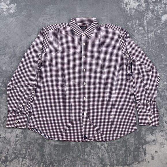 UNTUCKit Mens Size Xl Shirt Red White Blue Gingham Plaid Long Sleeve Button Up - Picture 2 of 9